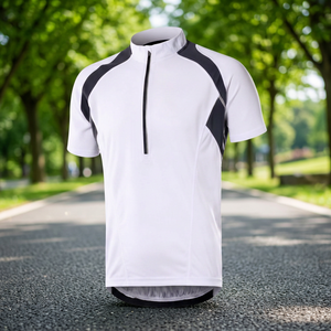 Maillot de Ciclismo Blanco para Hombre, Manga Corta con Media Cremallera y Detalles Negros, Impresión por Transferencia Térmica, Proveedor Destacado - Product Image 4