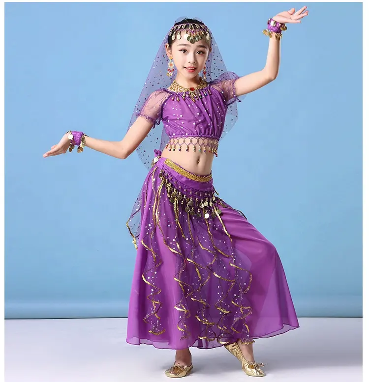 فتاة الرقص الشرقي الترتر زي الرقص الهندي اللباس ملابس هالوين مجموعات الكرنفال