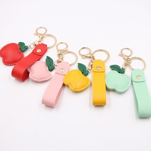 Hot Cute Leather Car Food Toy Doll <b>Keychain</b> Fruit Jewelry Making Charm Pendant Sublimation Leather Apple <b>Keychain</b> Gift Women - Product Image 1