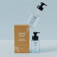 Bouteilles distributrices de savon moussant en verre rechargeables de 300 ml, modernes, carrées, avec pompe, pour salle de bain, soins personnels et nettoyage