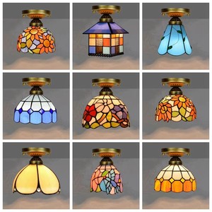 Lámpara de Techo Pequeña de Vidrio de Colores Estilo Campestre Americano para Sala de Estar, Dormitorio, Pasillo, Balcón, Vestíbulo - Product Image 2