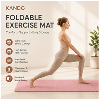 Esterilla de Yoga Plegable de TPE - Esterilla de Ejercicio Portátil Antideslizante, Impermeable y Antimicrobiana con Bolsa de Transporte para Viajes y Gimnasio en Casa