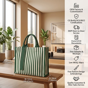 Bolsa de Compras de Lona Verde Ecológica Reutilizable con Logotipo Personalizado para Mujer, Uso Diario - Product Image 1