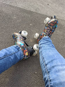 <span class=keywords><strong>Patines</strong></span> de microfibra <span class=keywords><strong>Patines</strong></span> de doble línea Mujeres Hombres Adultos Zapatos de patinaje de dos líneas con entrenamiento de <span class=keywords><strong>4</strong></span> <span class=keywords><strong>ruedas</strong></span> de PU blanco - Product Image 6