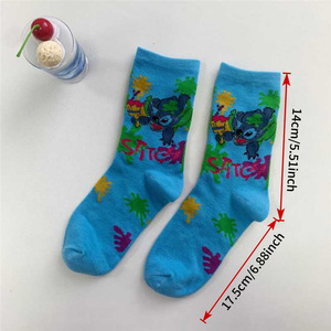 Calcetines de media pantorrilla con dibujos animados de Stitch, calcetines informales de algodón transpirable para niñas jóvenes, calcetines informales de verano de 14cm y 17,5 cm - Product Image 1