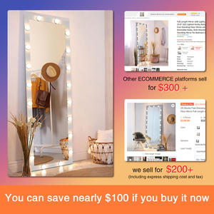 US Stocks Free Dressing Standing LED Espejo de piso de cuerpo montado en la pared de gran tamaño de longitud completa con bombillas para dormitorio - Product Image 5