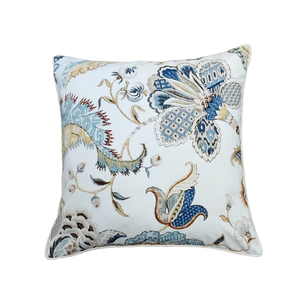 Helderblauwe witte bloemen kussenhoes Grandmillennial Home Decor Blockprint kussenhoes - Product Image 3