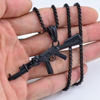 Tendance Hip Ice out Or Argent Ak 47 Gun Pendentif Collier pour Hommes Street Rap Rock Déclaration Bijoux