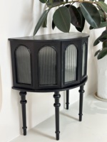 Meuble de rangement polyvalent moderne de style antique et de luxe, mi-siècle, modulaire, durable, en bois massif et verre, forme semi-circulaire, pour salon