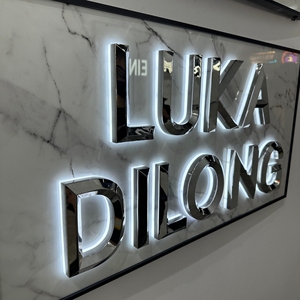 Chất lượng cao sáng backlit thép không gỉ <span class=keywords><strong>Led</strong></span> Gương 3D kim loại thư tùy chỉnh logo cho hiển thị kinh doanh dẫn đăng ký - Product Image 6