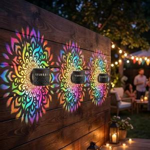 Applique murale extérieure LED à motif Mandala solaire, changeant de couleur, en métal ajouré, <span class=keywords><strong>pour</strong></span> jardin, patio, cour et décoration de fêtes - Product Image 6