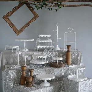 Dali Northen European Elegant Delicate White White Metal Wedding Display Cake Stand Set For Wedding Birthday