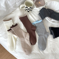 Chaussettes mi-mollet en coton pour femme Printemps/Été – Sans couture, absorbantes, avec revers roulés, coupe ample, longueur cheville – Vente en gros