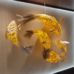 Lustre en forme de poisson, doré, à six têtes, lumière LED, pour hôtel, restaurant, hall, luminaire décoratif artistique - Product Image 1