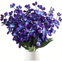 Fleurs d'orchidées artificielles de haute qualité en turquoise violette, 45 cm, décoration en plastique pour Thanksgiving, Noël, Pâques, mariages, fêtes