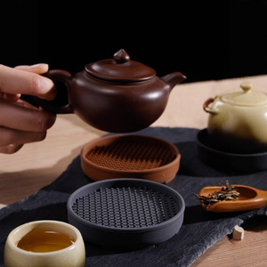 Silicone <b>Tea</b> Mat Round Non Slip Heat Insulation For <b>Tea</b> <b>Set</b> <b>Tea</b> Ceremony Display Tray Black Tan Dark Gray - Product Image 4