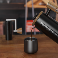 Cafetière à piston de luxe moderne à double paroi en acier inoxydable 304 de qualité alimentaire et verre borosilicate, avec poignée en noyer, en forme de sablier, livrée en coffret cadeau