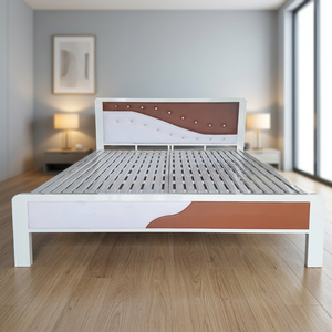 Lit à sommier carré moderne blanc de 1,2 m avec cadre en fer et matelas rembourré par Ging St I Thnh - Product Image 3