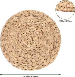 Sous-verres et dessous-de-plat isolants vietnamiens tissés à la main en jacinthe d'eau pour la maison, anti-brûlure, pour tasses, bols, casseroles et poêles, en verre - Product Image 2