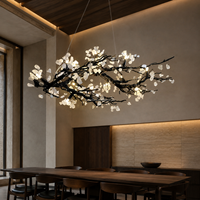 Lustre en forme de branche d'arbre personnalisé, luminaire suspendu en cristal, design organique, 13 lumières LED G9 pour salle à manger, salon, villa, hôtel