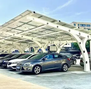 Устойчивый к ветру навес для парковки на солнечной энергии, уличный навес для электромобилей, навес для стальных конструкций, фотогальванический автомобильный навес