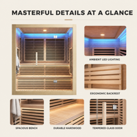 PLOUTARA Sauna intérieur traditionnel en cèdre, chauffage électrique en pierre, porte en verre trempé, panneau ventilé, pour villa, maison, hôtel, spa