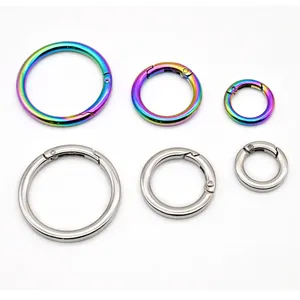 Metal O Spring Ring Clasps Openable Round Carabiner Keychain Hook Connector For Bag Buckles