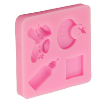 Moules à gâteau DIY en silicone, carrés 3D, classiques, populaires, simples, amusants, avec motifs de bébés, bavoirs, chocolat, biberons et chaussures