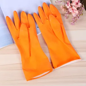 Guanto per uso domestico floccato Spray di colore arancione 2023 guanti in gomma di lattice di fabbricazione professionale in cina