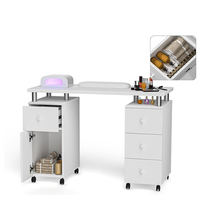 Meubles de salon professionnels, bureau de technicien en ongles personnalisé, poste de travail multifonctionnel, rangement portable, table de technicien en ongles avec rangement