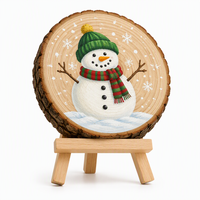 Collection de tranches de bois pour loisirs créatifs de Noël pour débutants, avec gabarits de croquis pré-imprimés, supports vierges pour décorations de table, pour la peinture manuelle