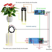 Aismartlink Kit irigasi otomatis, Kit sistem penyiraman otomatis dengan Sensor kelembaban tanah kapasitif 5V modul Relay