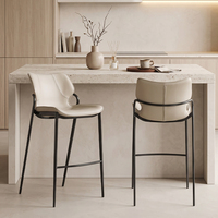 Tabourets de bar de luxe pour cuisine, chaise de comptoir moderne en cuir de style nordique pour café, pub, tabouret haut commercial avec design à lignes italiennes