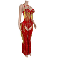Combinaisons à paillettes rouges pour femmes, tenues de festival de musique country, vêtements de scène, tenue de DJ, chanteuse, danseuse gogo, costume