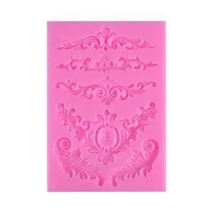 Molde de flor de alívio m547, forma de filamento e renda para decoração esculpida, estilo barroco, molde de silicone para rolar rendas