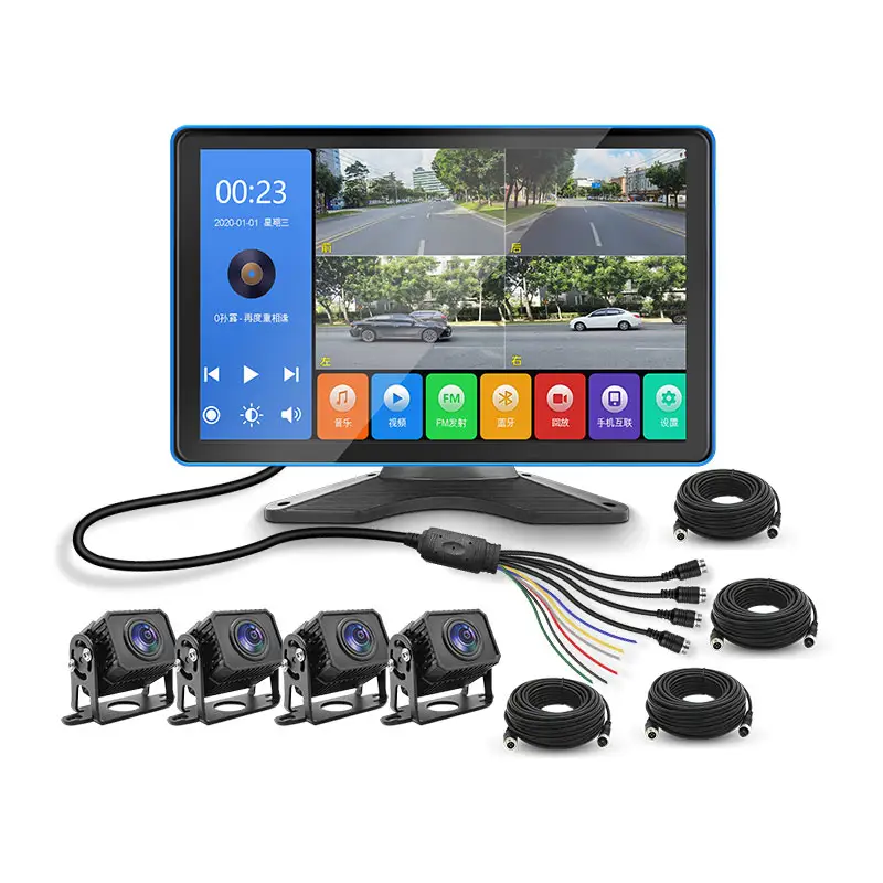 4Ch Split Display 1080P 720P 10.1inch 2.5D HD voice control Touch Screen Rear View LCD Screen remote control mdvr monitor