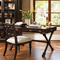 Bureau et chaise d'écriture classiques américains de luxe en bois massif, bois foncé, mobilier de bureau à domicile pour salle d'étude