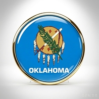 GREPAS GIFTS Épinglette drapeau d'Oklahoma ronde de 1 pouce, épinglette patriotique mondiale pour chapeau