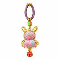 Nouveau porte-clés chinois style zodiaque Cheval en gourde, pendentif exquis en brocart Song double face, breloque de sac animal du zodiaque chinois