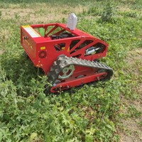 Cortacésped Robótico con Orugas de Goma, Cortacésped a Gasolina Autopropulsado con Control Remoto para Jardín en Venta