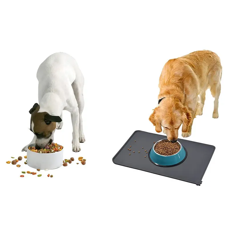 แผ่นซิลิโคนกันน้ำสี่เหลี่ยมสำหรับสัตว์เลี้ยง,แผ่นซิลิโคนรองให้อาหารสุนัขและแมวอุปกรณ์สำหรับสัตว์เลี้ยง