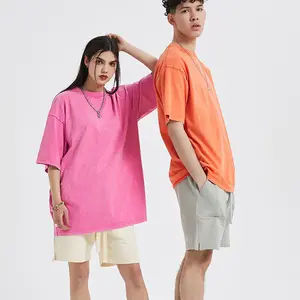 High Streetwear Styles Camisetas transpirables de talla grande para hombre Impresión personalizada Camisetas de lavado ácido para hombre Estampado de pantalla