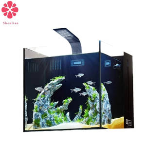 Aquarium d'eau salée intégré avec génération d'oxygène, réservoir d'eau durable et écologique en <span class=keywords><strong>verre</strong></span> noir Super B-Black 5W pour le salon - Product Image 1