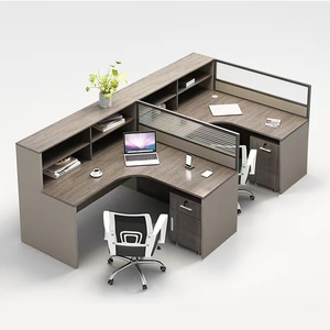 Escritorio de oficina de 4 plazas Escritorio de oficina en forma de L muebles de oficina - Product Image 2