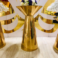 Table de cocktail ronde de luxe moderne en acier inoxydable doré sur pied pour événements commerciaux, mariages et location hôtelière