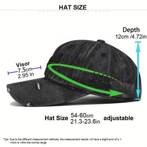 Vintage Distressed Denim Baseball <b>Cap</b> New York Embroidery Patch Hat Adjustable Washed Cotton Dad <b>Cap</b> With Hole for Men <b>Women</b> - Product Image 5