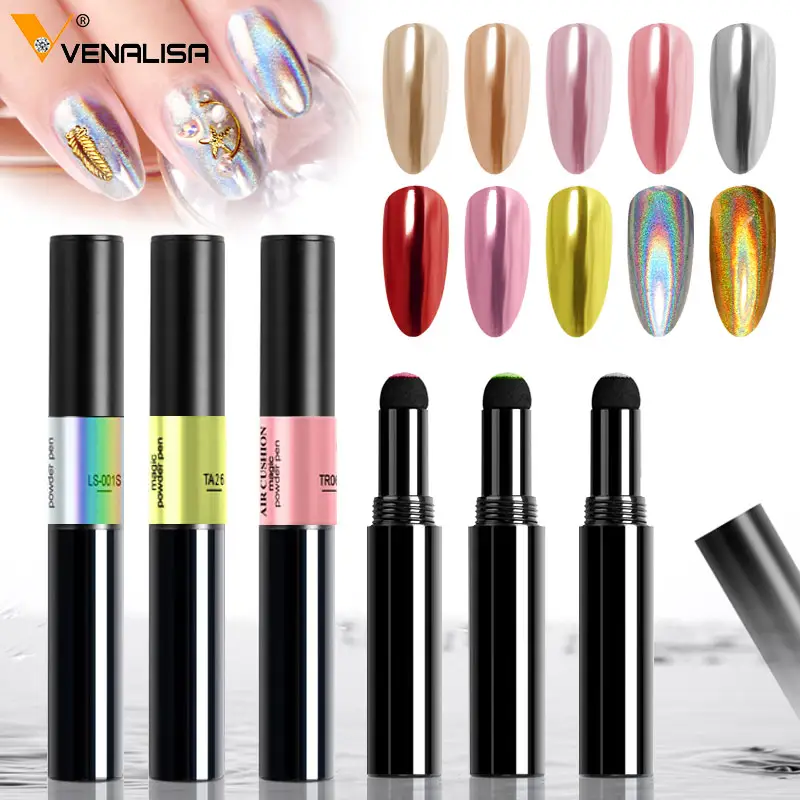 VENALISA Nouvelle Mode Nail Art Pouvoir Magique Stylo multicolore Chrome Laser Holographique Poudre de Vernis À Ongles de Gel de Couleur Émail stylo vernis