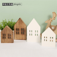 Décorations de Noël pour bureau en panneau de fibres, mini cabane en bois, ornements de salon, accents modernes et minimalistes style Instagram