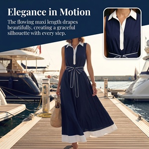 Robe midi tissée style vintage coupe trapèze avec ceintures et boutons, motif à pois, taille naturelle, écologique, lavable, printemps été automne - Product Image 6
