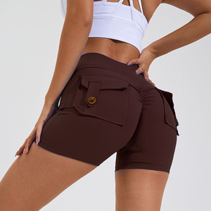 Shorts de sport taille haute pour <span class=keywords><strong>femme</strong></span>, effet push-up, avec <span class=keywords><strong>poche</strong></span> intégrée, idéal pour la course et l'entraînement - Product Image 4